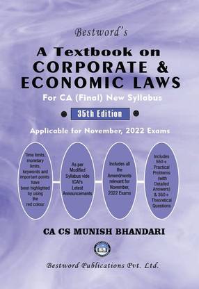 ए टीएक्स्टबुक ऑन कॉर्पोरेट एंड इकनॉमिक लॉज़ फॉर CA फाइनल (न्यू सिलेबस) 35th एडिशन