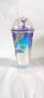 Fortune Pearl Mermaid Sipper With Glitter & Bubbles on the Top Lid Lighting Crystal Effect 460 ml Sipper