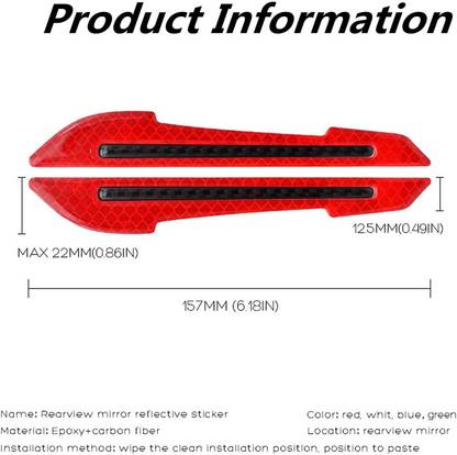 GMA Safety Reflective red Tape,2 Pcs Car Door Warning Strip Stickers Car Reflector Light