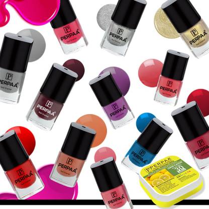 Perpaa Trendy Quick-drying, Long-Lasting Gel Based Nail Polish Set of 12 Pcs 5ml each x 12 Pcs, MultiColor Combo