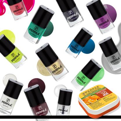 Perpaa Trendy Quick-drying, Long-Lasting Gel Based Nail Polish Set of 12 Pcs 5ml each x 12 Pcs, MultiColor Combo