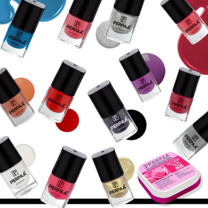Perpaa Trendy Quick-drying, Long-Lasting Gel Based Nail Polish Set of 12 Pcs 5ml each x 12 Pcs, MultiColor Combo