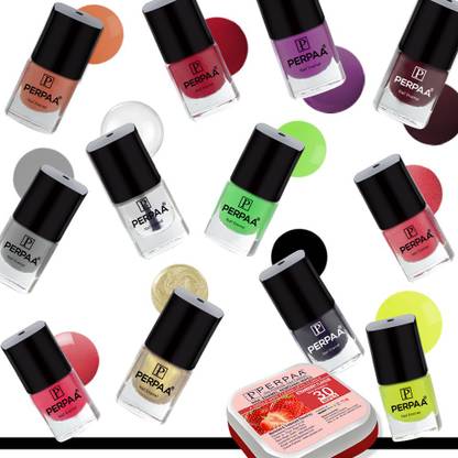 Perpaa Trendy Quick-drying, Long-Lasting Gel Based Nail Polish Set of 12 Pcs 5ml each x 12 Pcs, MultiColor Combo