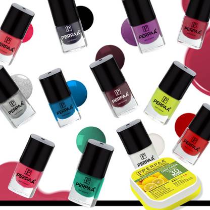 Perpaa Trendy Quick-drying, Long-Lasting Gel Based Nail Polish Set of 12 Pcs 5ml each x 12 Pcs, MultiColor Combo