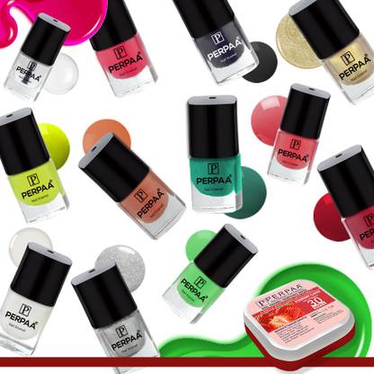 Perpaa Trendy Quick-drying, Long-Lasting Gel Based Nail Polish Set of 12 Pcs 5ml each x 12 Pcs, MultiColor Combo