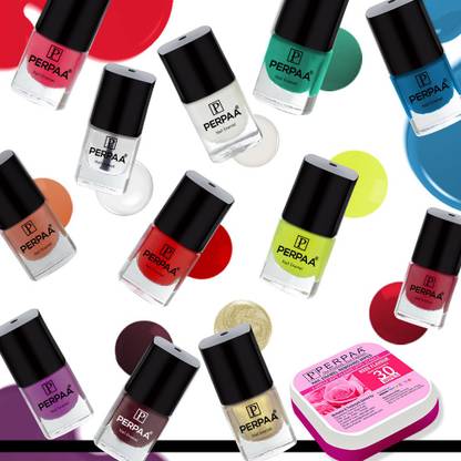 Perpaa Trendy Quick-drying, Long-Lasting Gel Based Nail Polish Set of 12 Pcs 5ml each x 12 Pcs, MultiColor Combo
