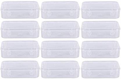 NAVMAV Set of 12 Medium Size Rectangular Empty Mini Clear Plastic Storage Box