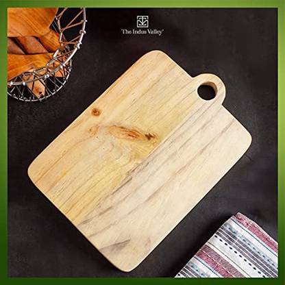 The Indus Valley Pine Wood Rectangle Chopping Board Reversible for Vegetables/Fruits/Meat- 27.2cm Wooden Cutting Board