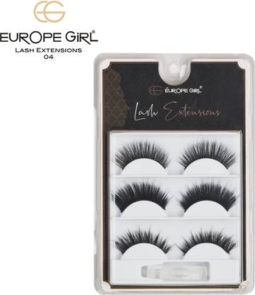 Europe Girl False Eyelashes Black Natural 3in1 Thick Reuseable Artificial Lashes with Glue04