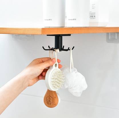 ActrovaX Wall Mounted Multi Hooks Coat Rack Punch-free Clothes Pegs Simple Design Swivel Hook 1