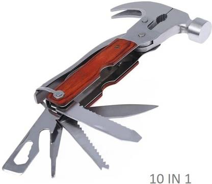 Maxxlite Multipurpose Multitool Multifunctional Foldable Pocket Hammer Plier For Camping 10 Multi-utility Knife