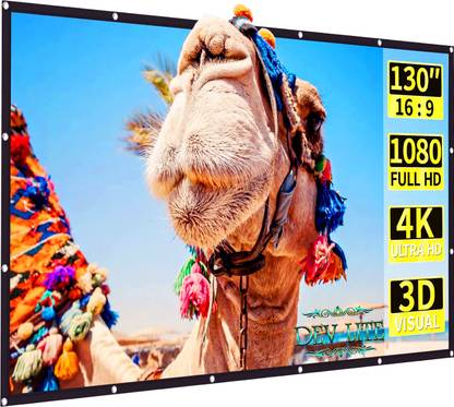 Dev Lite Premium 130 Inch- 9.5FTx 5.3FT (Anti-Creased) (Foldable) (Anti-Light) 16:9 4K Eyelet HG Projector Screen (Width 288 cm x 162 cm Height)