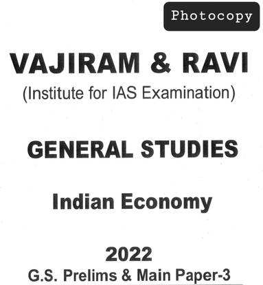 Vajiram And Ravi Indian Economy Notes For Upsc Prelim And Main Gs3 Photocopy