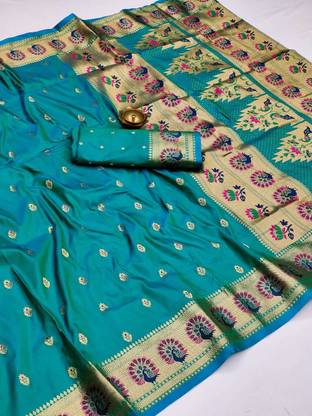 LeeliPeeri Designer Woven Banarasi Cotton Silk Saree with Unstitched Blouse