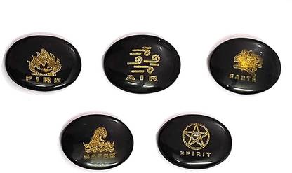 AIR9999 Black Tourmaline Five Elements Symbol Stone Set For Metaphysical Meditation Decorative Showpiece  -  3.5 cm