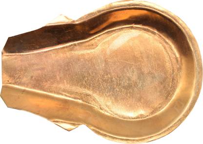Puja N Pujari Round Copper Abhishekam Plate Patra for Shivalingam and God Idols Decorative Showpiece - 2 cm