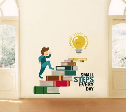 Asmi Collections 70 cm Small Steps Every Day Motivational Quotes Self Adhesive Sticker