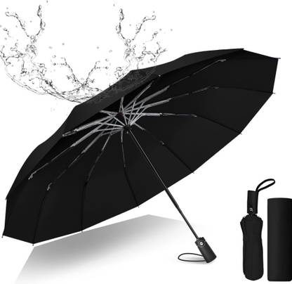 Kwisy 3 Fold Plain Umbrella Automatic Open Men/Women/Rainy & Sun Umbrella