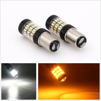 Automaze 60 LED White Amber Dual Color Switchback Canbus 1157 7528 LED Bulbs Projector Indicator Light Car, Motorbike LED (12 V, 8.3 W)