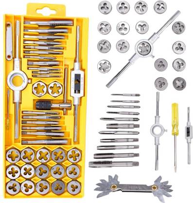 Hand power tool 39 Pcs Tap and Die Set Metric Size M3 to M12 Tapping & Threading Tools Single Sided Speciality