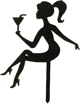 KONFIZ Sitting Girl Cake Topper MDF (Pack of 1) (Sitting Style-1) Cake Topper