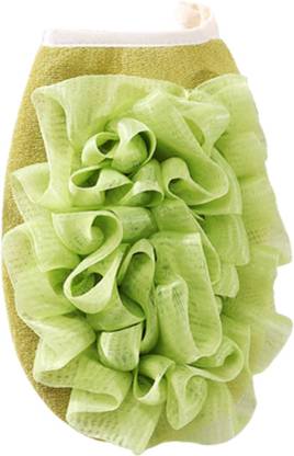 SYGA 2-in-1 Skin-Friendly Bath Towel Flower Scrub Gloves Body Shower Scrub(Green)