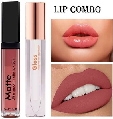 YAWI Shiny lip gloss combo with perfect matte liquid lipstick