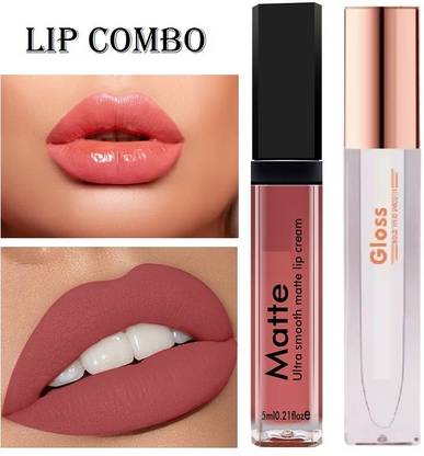 MYEONG perfect matte finish lipstick with glossy lips lip shiner lip gloss combo