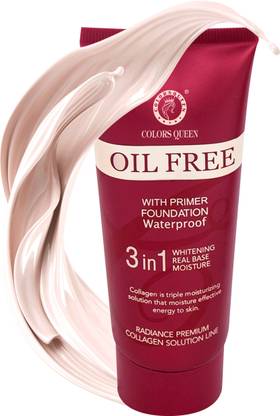 COLORS QUEEN 3 In 1 Foundation Oil free with Primer waterproof Foundation