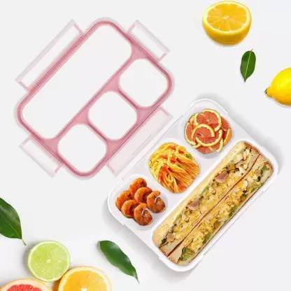 DARK UNION 4 Compartment Lunch Box For Office and School Leak Proof Snack Tiffin Box 4 Containers Lunch Box