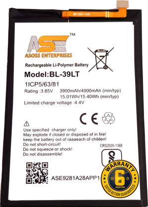 ASOSS ENTERPRISES Mobile Battery For  TECNO Spark 4 KC2 (BL-39LT) 100% Original