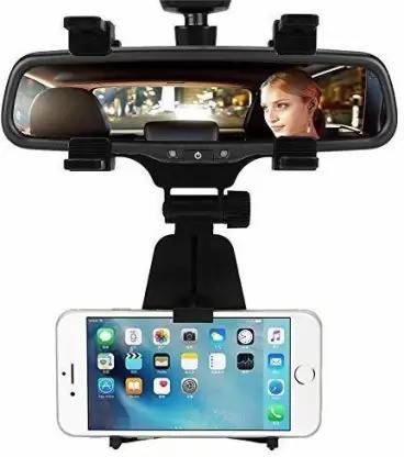BSVR Car Rear View Mirror 037 Mobile Stand 360Degree Rotation Adjustable Upto 6.7inch Mobile Holder