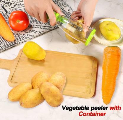ActrovaX Hand Held Fruit Vegetable Peeler With Container Straight Peeler