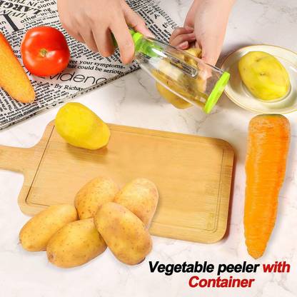ActrovaX Hand Held Fruit Vegetable Peeler With Container Straight Peeler
