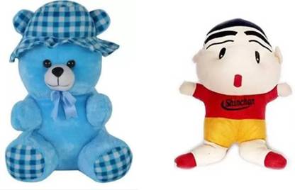 Blue cap teddy bears And shin chan