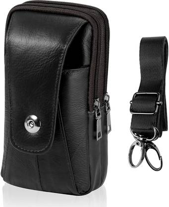 SHAFIRE Leather Mobile Pouch for Men,Multifunction Belt Pouch for Mobile Phone Large Universal Leather Case Waist Bag Leather Mobile Pouch for Men(Black)