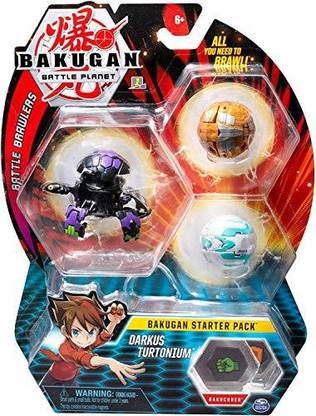 Bakugan Starter Pack 3-Pack, Darkus Turtonium, Collectible Transforming Creatures