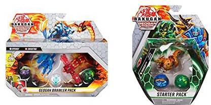 Bakugan Geogan Brawler 5-Pack, Exclusive Hyenix and Insectra Geogan and 3 Collectible