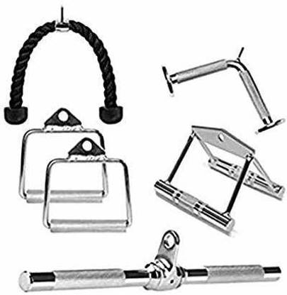 HACKERX Gym Combo |D Handle, Tricep Rope, Seated Rowing, V Tricep and Tricep Handle Multi-training Bar