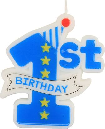 Juzfun Birthday Candle Number One Cake Decoration First Party Sky Blue (Large Size) Candle