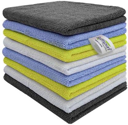 SOFTSPUN SOFTSPUN Microfiber Cleaning Cloths, 8 pcs 30x40cms 280GSM Multi-Color Wet and Dry Microfiber Cleaning Cloth