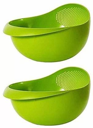 TRUTEC Combo Of Plastic Washing Rice Bowl/Collapsible Strainer & Colander Colander