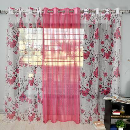 KL Decor 213 cm (7 ft) Polyester Transparent Door Curtain (Pack Of 3)