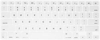 J Premium Ultra Thin Keyboard Cover Protector for MacBook Air 13" A2179, A2337 M1 Chip (Year 2020+) White Keyboard Skin