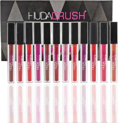 HUDA CRUSH BEAUTY Lipstick Matte Waterproof Liquid Lipsticks Set of 12