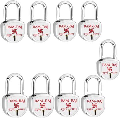 RAM RAJ Shubh Labh Lock with 3 Keys link Steel 65mm, Double Locking, 8 Lever (pack 9) Padlock