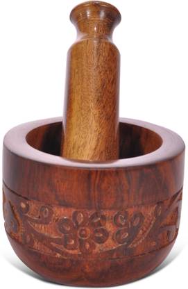 DigiRake Wooden Ammikallu For Kitchen | Mortar and Pestle Set | Rolu Rokali | Smasher Wood Masher