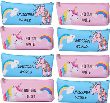 Kartual Return Gift In Bulk / Unicorn Pencil Pouch / Stationery Case With Zip Lock Unicorn Art Polyester Pencil Boxes