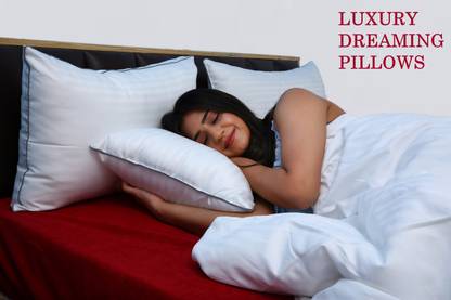 Sleep Time Polyester Fibre, Microfibre Sleeping Pillow Pack of 2 Stripes Pillows for Sleeping - Standard Size, Pillow for Back, Stomach or Side Sleepers