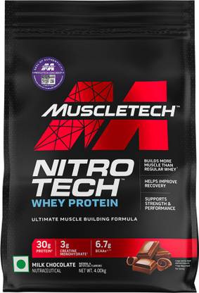 Muscletech Nitro-Tech Whey Protein| Muscle Building Formula| Milk Chocolate, 4kg Whey Protein